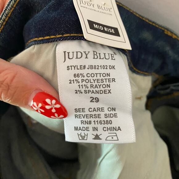 NWT Judy Blue Dark Wash Relaxed Fit Jeans High Waisted Slim Women's size 29 - Picture 13 of 13